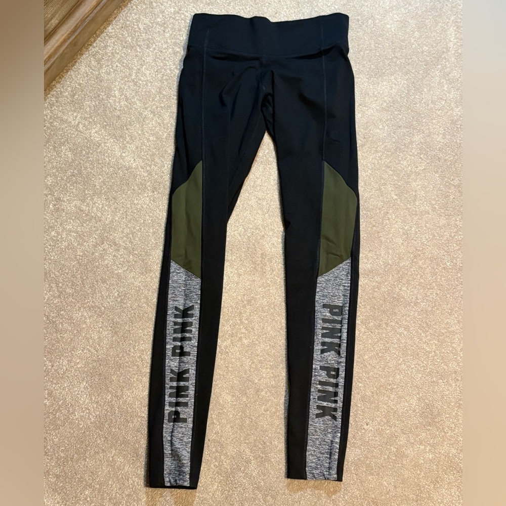 Victoria’s Secret PINK Ultimate VS Leggings Size XS Black Olive Green